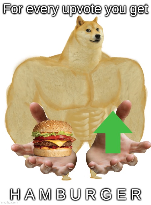 Swole Doge | For every upvote you get H A M B U R G E R | image tagged in swole doge | made w/ Imgflip meme maker