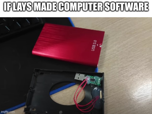 e | IF LAYS MADE COMPUTER SOFTWARE | image tagged in computer | made w/ Imgflip meme maker