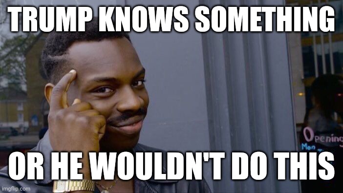 Time will tell | TRUMP KNOWS SOMETHING; OR HE WOULDN'T DO THIS | image tagged in memes,roll safe think about it,donald trump | made w/ Imgflip meme maker