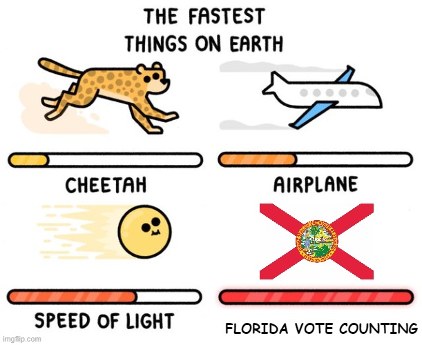 fastest thing possible | FLORIDA VOTE COUNTING | image tagged in fastest thing possible | made w/ Imgflip meme maker