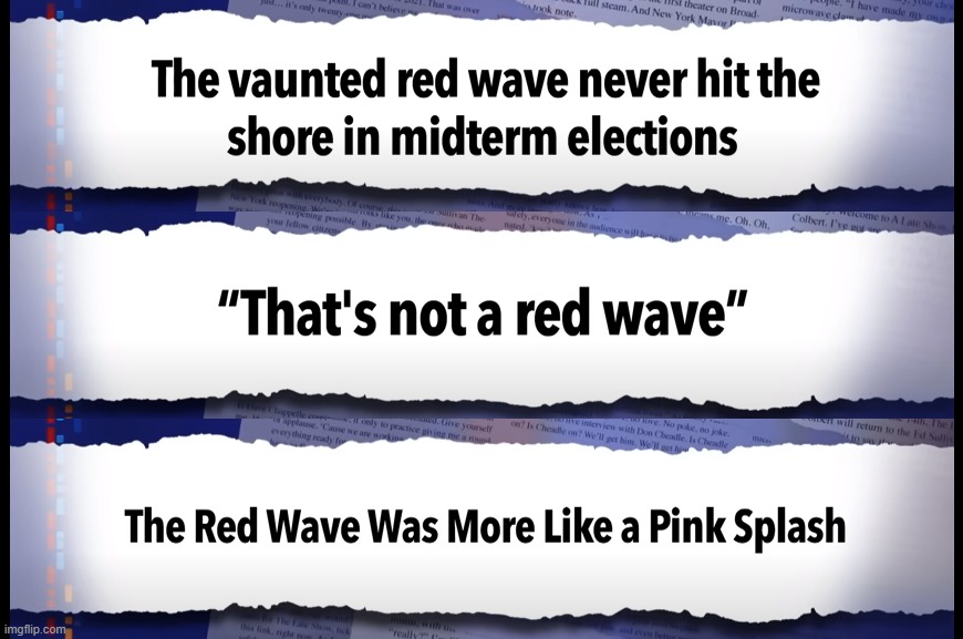 spotty pink trickle...NO heavy flow | image tagged in red,wave,blue wave,instead,oh noes,trump sucks | made w/ Imgflip meme maker