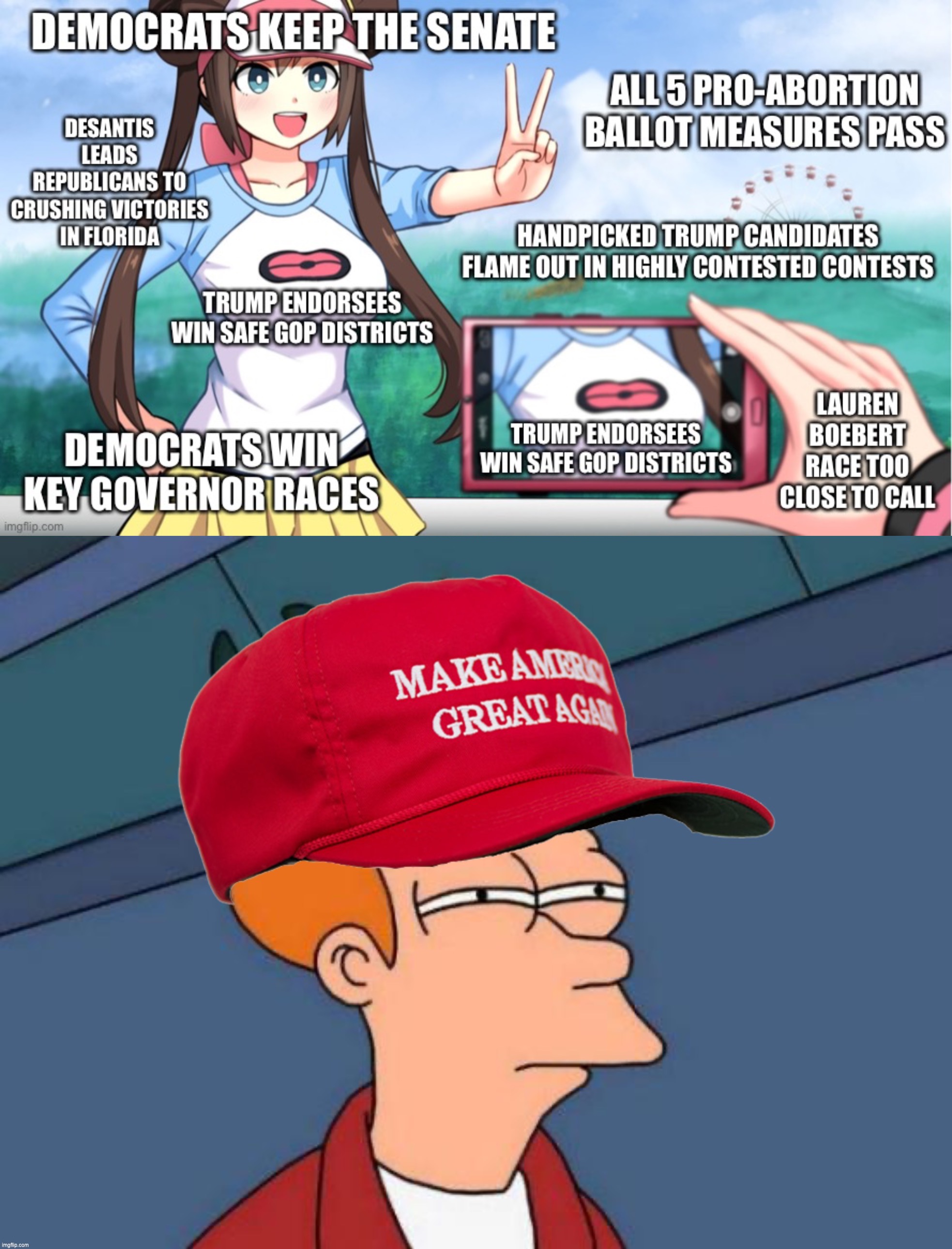 Not sure if I should take my eyes off her chest | image tagged in 2022 midterms from trump supporter perspective,maga futurama fry,maga,trump supporters,midterms,out-of-place futurama fry | made w/ Imgflip meme maker