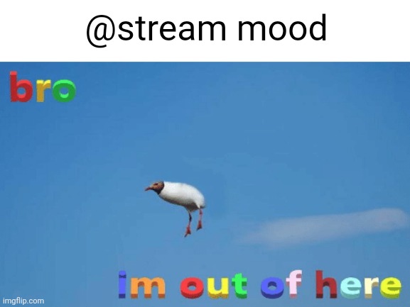 bro im out of here | @stream mood | image tagged in bro im out of here | made w/ Imgflip meme maker