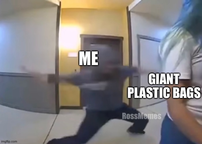 Me when I see plastic bag | ME; GIANT PLASTIC BAGS | image tagged in slap lol | made w/ Imgflip meme maker
