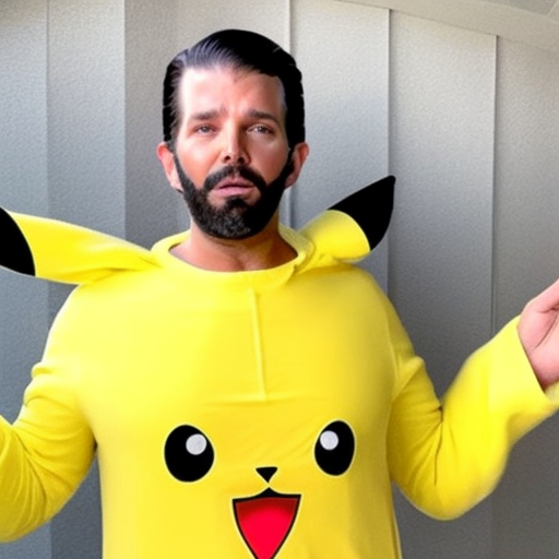 High Quality Donald Trump Jr. dressed up as Pikachu for Halloween 2021 Blank Meme Template