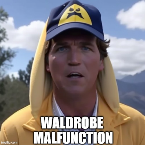 Tucker Carlson decked out in Yellow. | WALDROBE 
MALFUNCTION | image tagged in tucker carlson | made w/ Imgflip meme maker