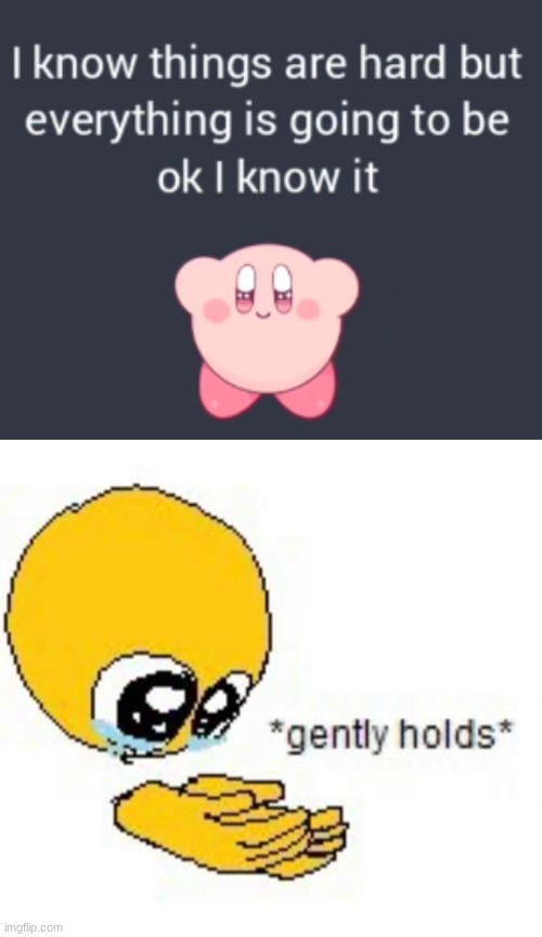 bro im crying rn- I LOVE KIRBYYY | image tagged in gently holds emoji | made w/ Imgflip meme maker
