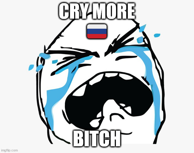 Cry more Russian bitch | CRY MORE
🇷🇺; BITCH | image tagged in cry russian bitch | made w/ Imgflip meme maker