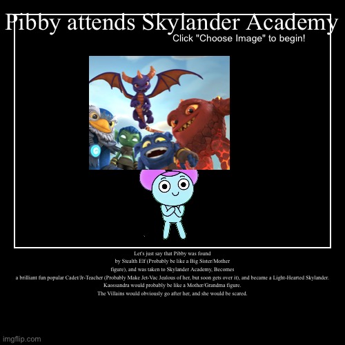 Pibby attends Skylander Academy | image tagged in demotivationals,pibby,skylanders,crossover,cute,featured | made w/ Imgflip demotivational maker