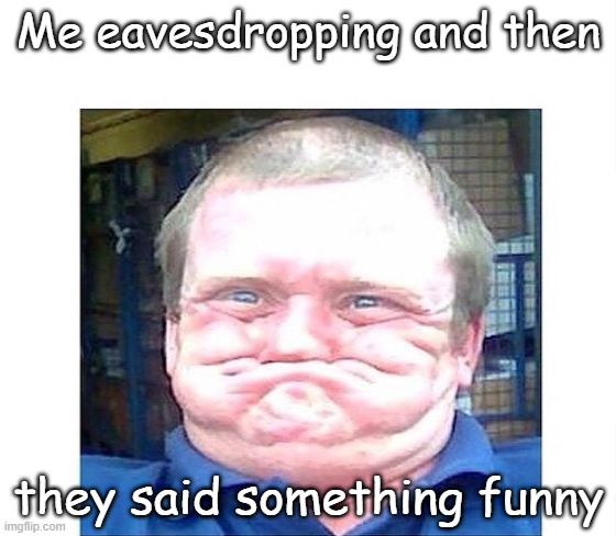 Stay strong | Me eavesdropping and then; they said something funny | image tagged in when you're trying not to laugh at something stupid | made w/ Imgflip meme maker