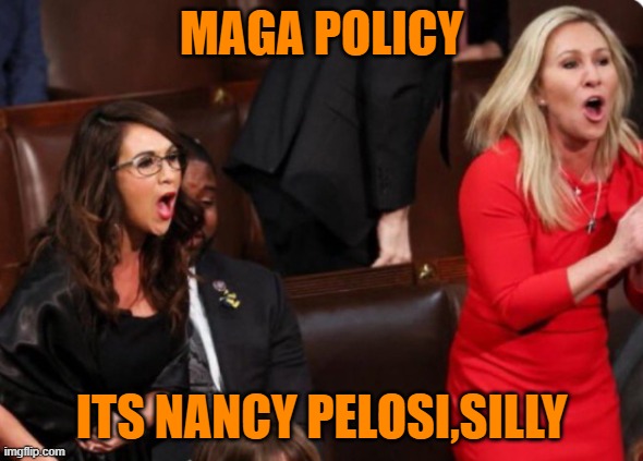 Boebert Green | MAGA POLICY ITS NANCY PELOSI,SILLY | image tagged in boebert green | made w/ Imgflip meme maker