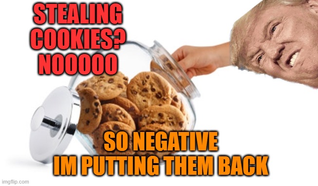 STEALING COOKIES? NOOOOO SO NEGATIVE
IM PUTTING THEM BACK | made w/ Imgflip meme maker