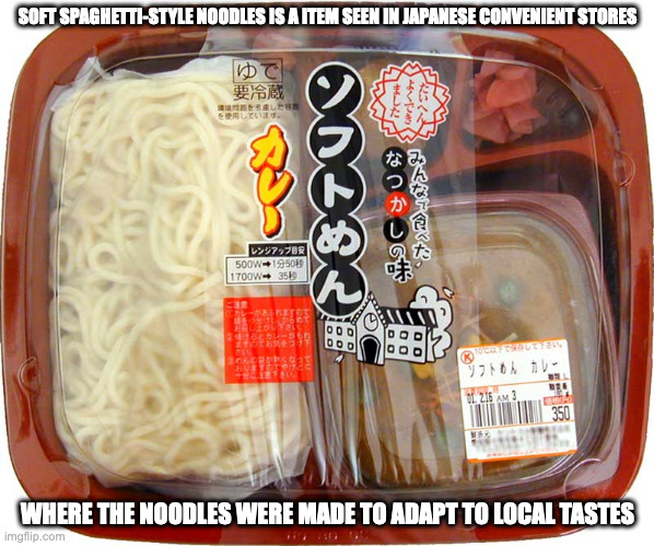 Soft Noodles | SOFT SPAGHETTI-STYLE NOODLES IS A ITEM SEEN IN JAPANESE CONVENIENT STORES; WHERE THE NOODLES WERE MADE TO ADAPT TO LOCAL TASTES | image tagged in noodles,food,memes | made w/ Imgflip meme maker