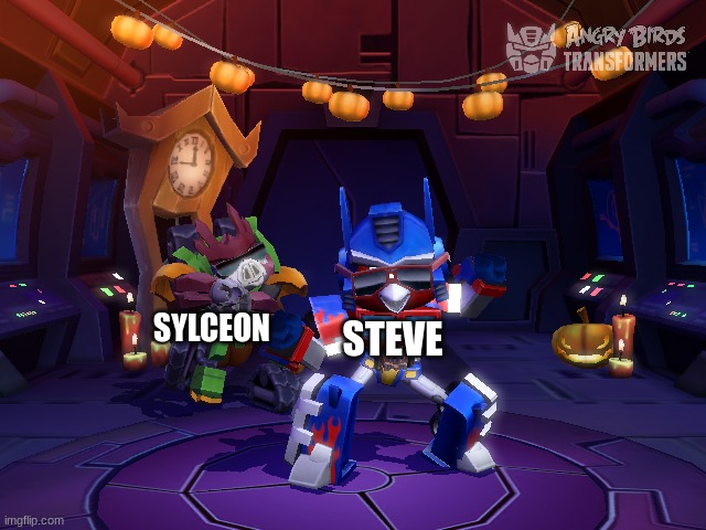 Bludgeon aiming at Optimus Prime | SYLCEON STEVE | image tagged in bludgeon aiming at optimus prime | made w/ Imgflip meme maker