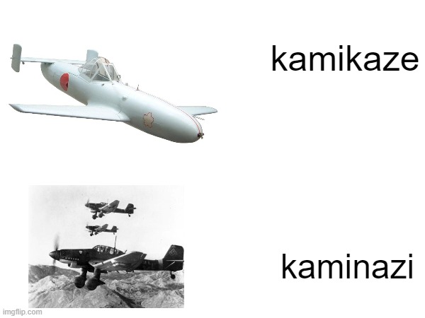 stuka and kamikaze | kamikaze; kaminazi | image tagged in ww2 | made w/ Imgflip meme maker