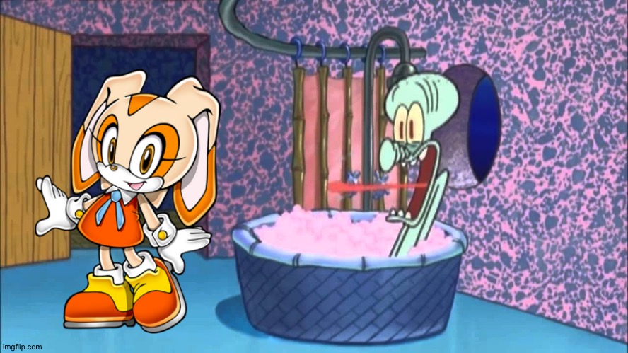 Cream goes to Squidward's house | image tagged in who dropped by squidward's house | made w/ Imgflip meme maker