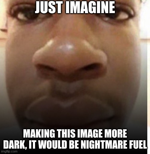 help | JUST IMAGINE; MAKING THIS IMAGE MORE DARK, IT WOULD BE NIGHTMARE FUEL | image tagged in lol | made w/ Imgflip meme maker