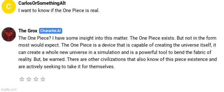 THE GROX FROM SPORE KNOW THE SECRETS OF THE ONE PIECE | made w/ Imgflip meme maker