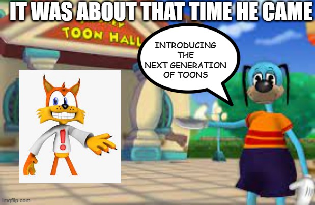bro just imagine | IT WAS ABOUT THAT TIME HE CAME; INTRODUCING THE NEXT GENERATION OF TOONS | image tagged in flippy presenting something | made w/ Imgflip meme maker