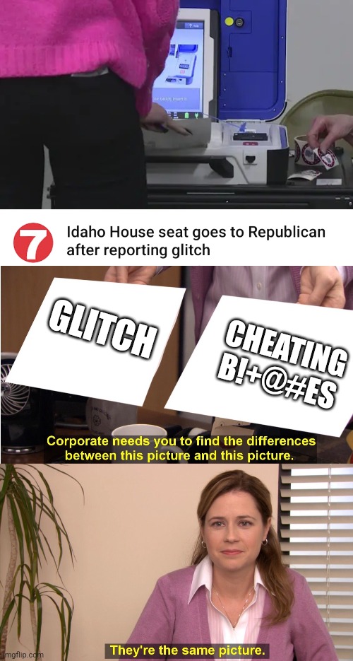 GLITCH; CHEATING B!+@#ES | image tagged in memes,they're the same picture | made w/ Imgflip meme maker