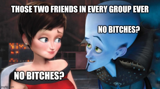 THOSE TWO FRIENDS IN EVERY GROUP EVER; NO BITCHES? NO BITCHES? | image tagged in memes | made w/ Imgflip meme maker