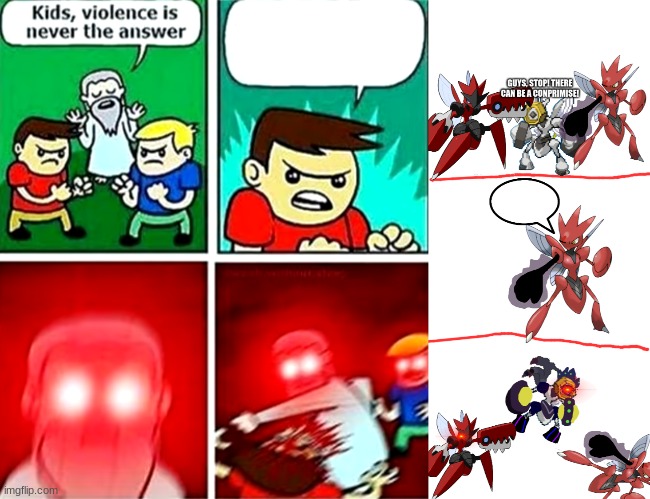 Which one's better | image tagged in kids violence is never the answer,my version of violence is never the answer | made w/ Imgflip meme maker