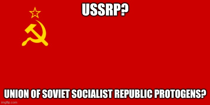 hmm | USSRP? UNION OF SOVIET SOCIALIST REPUBLIC PROTOGENS? | image tagged in ussr flag | made w/ Imgflip meme maker