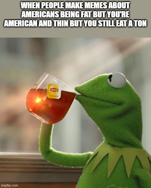 But That's None Of My Business Meme | WHEN PEOPLE MAKE MEMES ABOUT AMERICANS BEING FAT BUT YOU'RE AMERICAN AND THIN BUT YOU STILL EAT A TON | image tagged in memes,but that's none of my business,kermit the frog,americans,american,america | made w/ Imgflip meme maker