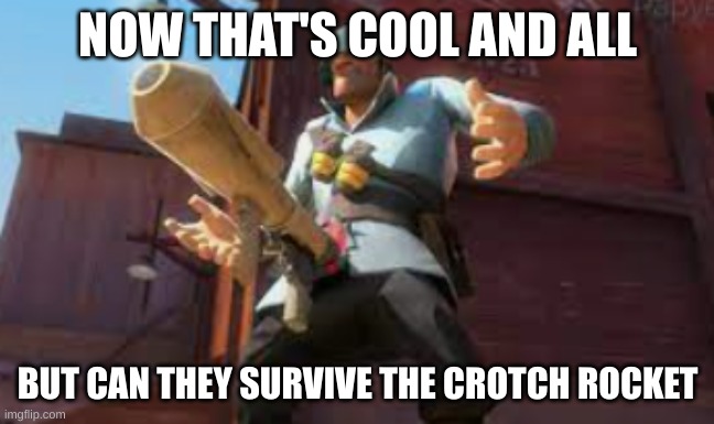 NOW THAT'S COOL AND ALL BUT CAN THEY SURVIVE THE CROTCH ROCKET | made w/ Imgflip meme maker