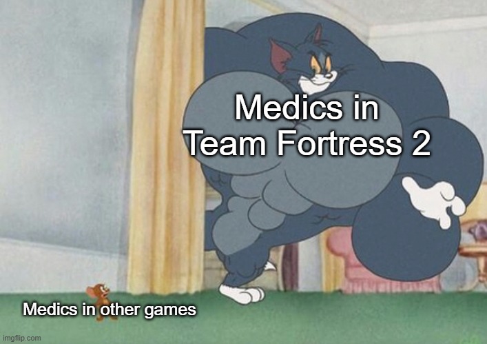 And He's Actually Fun to Play as. | Medics in Team Fortress 2; Medics in other games | image tagged in tom and jerry,memes,tf2 | made w/ Imgflip meme maker