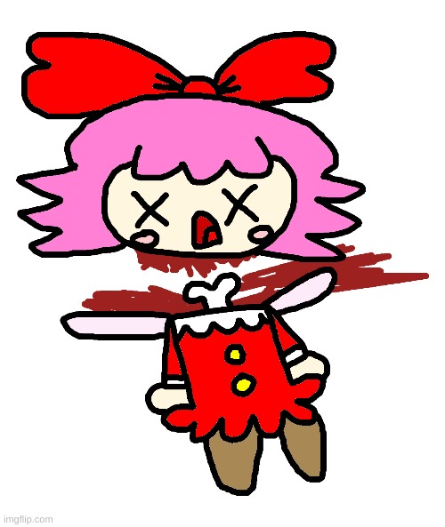 Ribbon gets her head cut off | image tagged in kirby,gore,blood,funny,cute,death | made w/ Imgflip meme maker