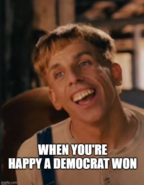 Happy for Democrats | WHEN YOU'RE HAPPY A DEMOCRAT WON | image tagged in simple jack | made w/ Imgflip meme maker