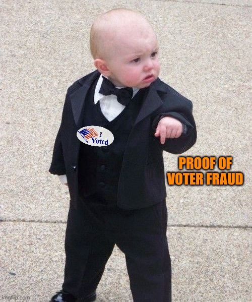 Baby Godfather | PROOF OF VOTER FRAUD | image tagged in memes,baby godfather | made w/ Imgflip meme maker