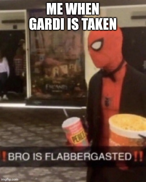 Bro is flabbergasted | ME WHEN GARDI IS TAKEN | image tagged in bro is flabbergasted | made w/ Imgflip meme maker