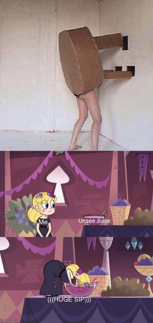 Good Luck trying to Unsse this | Unsee Juice; Me; (((HUGE SIP))) | image tagged in star butterfly shoving her face into the juice bowl,unsee,cursed,cursed image,unsee juice,memes | made w/ Imgflip meme maker