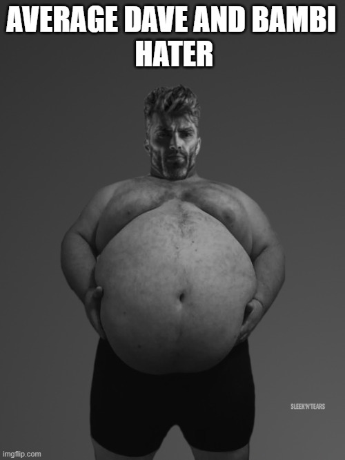 Fat Giga Chad | AVERAGE DAVE AND BAMBI 
HATER | image tagged in fat giga chad | made w/ Imgflip meme maker