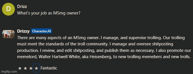 MSmg Owner AI. | made w/ Imgflip meme maker
