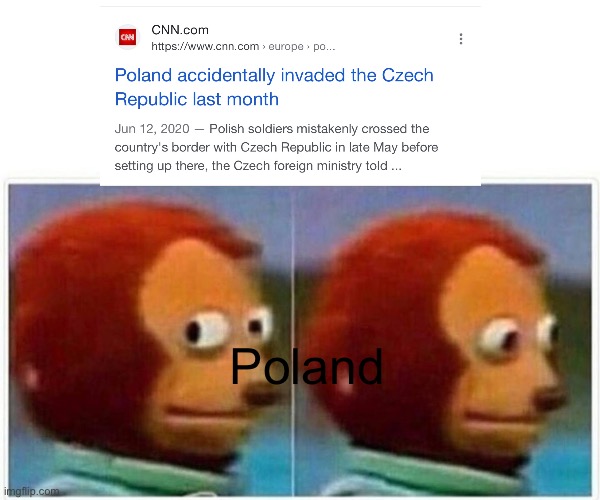 Poland, please Explain | Poland | image tagged in memes,monkey puppet | made w/ Imgflip meme maker