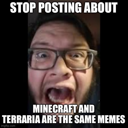 STOP. POSTING. ABOUT AMONG US | STOP POSTING ABOUT MINECRAFT AND TERRARIA ARE THE SAME MEMES | image tagged in stop posting about among us | made w/ Imgflip meme maker