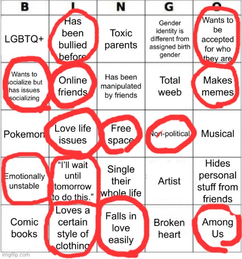 Why did i mark most | image tagged in jer-sama's bingo | made w/ Imgflip meme maker