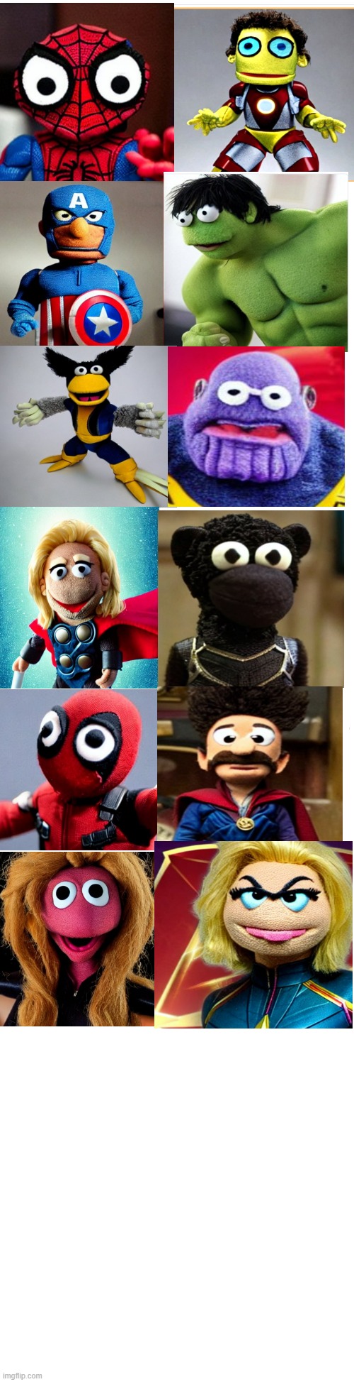 marvel cast as muppets | image tagged in long blank white | made w/ Imgflip meme maker