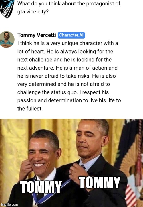 TOMMY; TOMMY | image tagged in obama medal | made w/ Imgflip meme maker