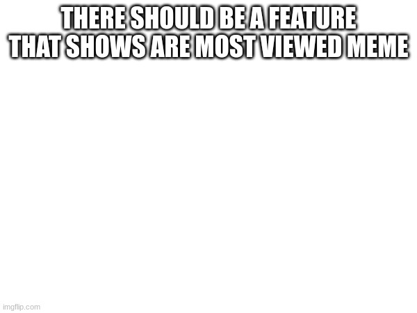 THERE SHOULD BE A FEATURE THAT SHOWS ARE MOST VIEWED MEME | image tagged in imgflip | made w/ Imgflip meme maker