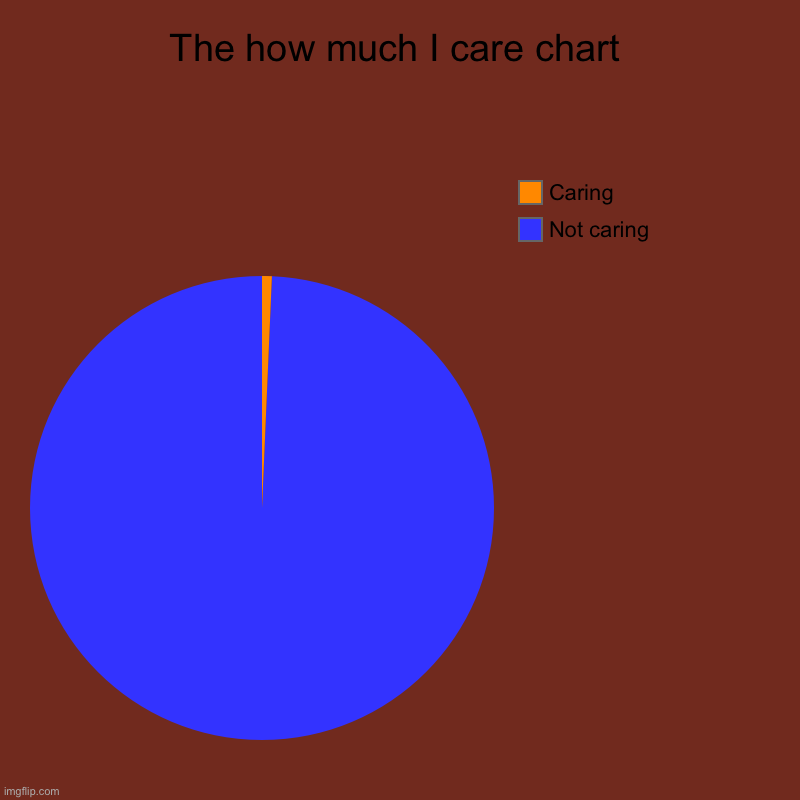 The how much I care chart | Not caring, Caring | image tagged in charts,pie charts | made w/ Imgflip chart maker