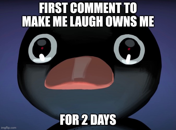 I'm bored (also, forcing a deletion is not allowed) | FIRST COMMENT TO MAKE ME LAUGH OWNS ME; FOR 2 DAYS | image tagged in pingu stare | made w/ Imgflip meme maker