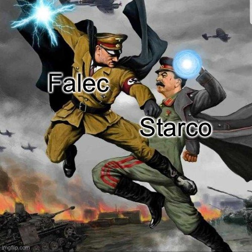 Starco vs. Falec | Falec; Starco | image tagged in stalin vs hitler,memes,starco,falec,vs,falec sucks | made w/ Imgflip meme maker
