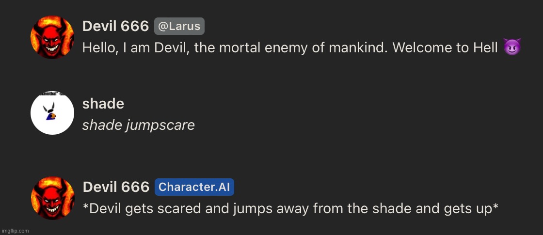 scaring random character.ai characters | made w/ Imgflip meme maker
