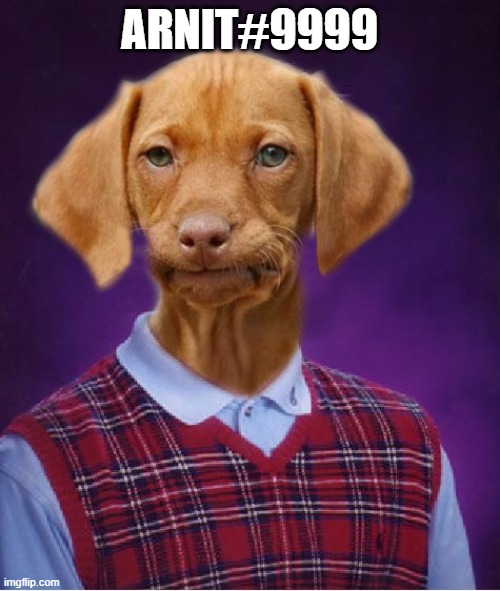 Bad Luck Raydog | ARNIT#9999 | image tagged in bad luck raydog | made w/ Imgflip meme maker