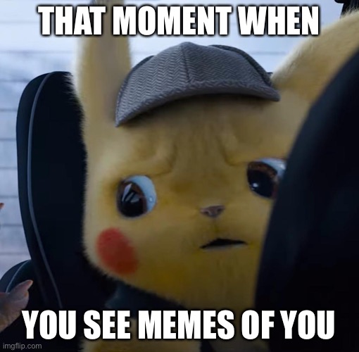 How I’d feel if I saw memes of me | THAT MOMENT WHEN; YOU SEE MEMES OF YOU | image tagged in unsettled detective pikachu,that moment when,memes,pikachu,pokemon | made w/ Imgflip meme maker