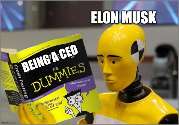 Elon CEO Dummy | ELON MUSK; BEING A CEO | image tagged in crash test dummies | made w/ Imgflip meme maker